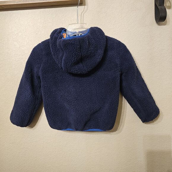 TUCKER + TATE Boys Reversible High Pile Fleece Hooded Jacket Size 5 Blue - Picture 8 of 9